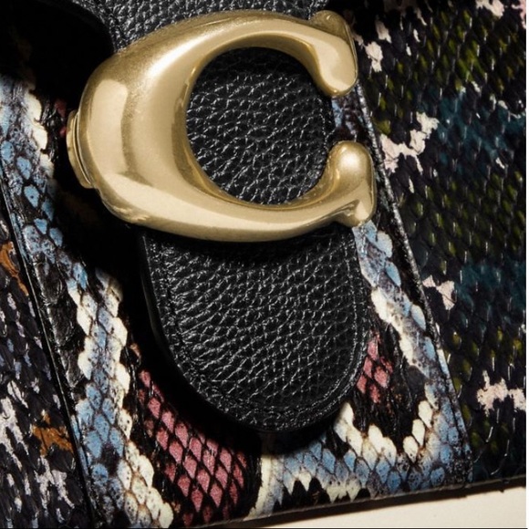 COACH 1941 TABBY LARGE EXOTIC SNAKESKIN AND LEATHER COLORBLOCK TOP HANDLE BAG - Picture 10 of 10